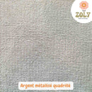 Cuir Argent métallisé quadrillé